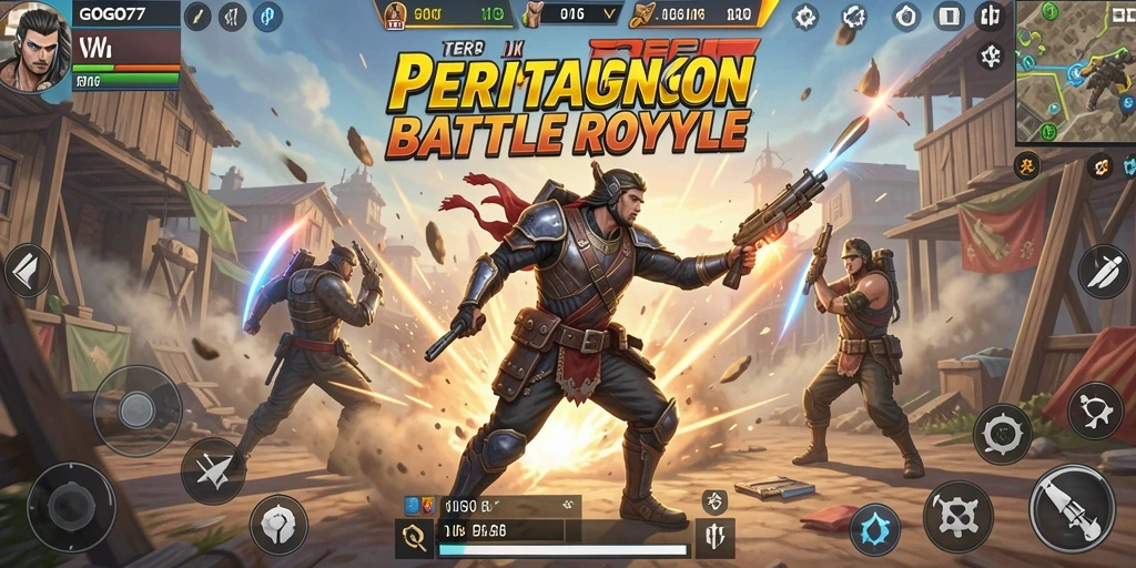 Screenshot gameplay GOGO77 yang menampilkan aksi seru Battle Royale.
