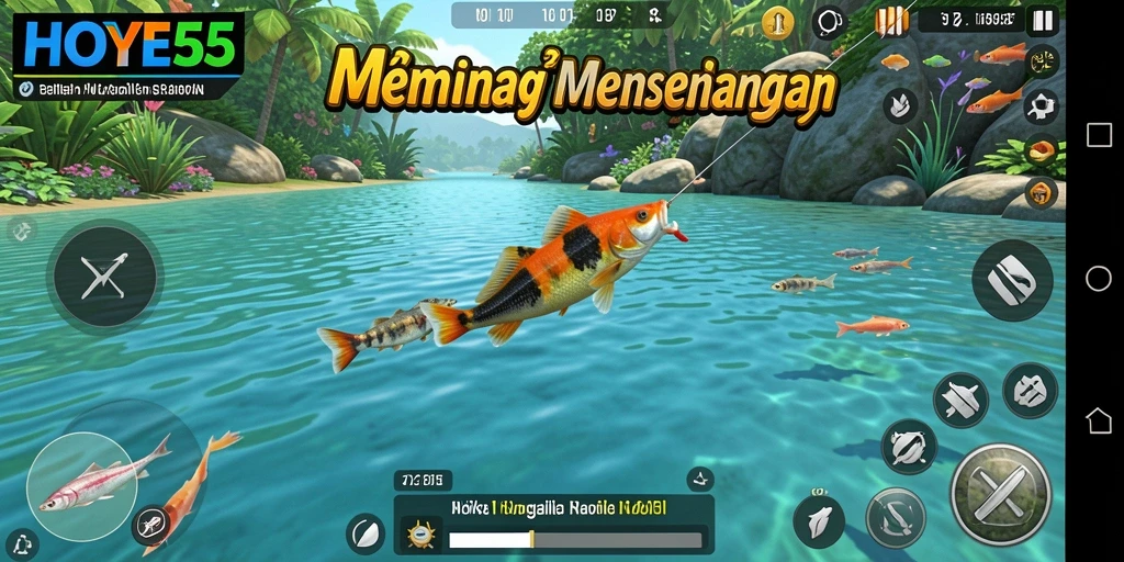 Tangkapan besar dalam permainan memancing HOYE55 yang penuh warna.