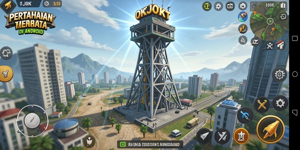 Screenshot menampilkan aksi seru dalam permainan Tower Defense OKJKT.