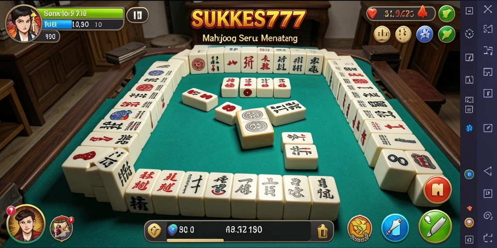 Tampilan gameplay seru dalam SUKSES777 dengan level Mahjong yang menantang.